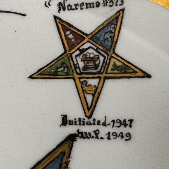 Sanders Mfg Co. "Order of the Eastern Star" plate, vintage bone china 13 inches - Picture 8 of 12